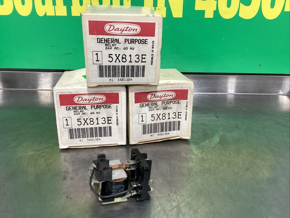 3 New Dayton 5X813E General Purpose Relay 24V AC, 60HZ T6
