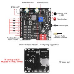 1/2x 20W 9-way MP3 Player Voice Playback Module DC6-35V D-class Audio Board USA