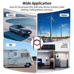 Battery Cable 2 Gauge AWG 5/16″ Copper Wire SOLAR Inverter Long 12 Inch Boat Car