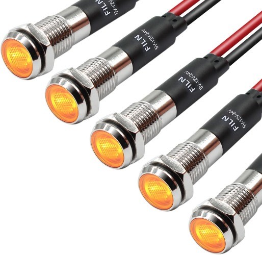 8MM 5/16 Inch LED Indicator Indicator Light Light 12V 24V Metal Aluminum Black