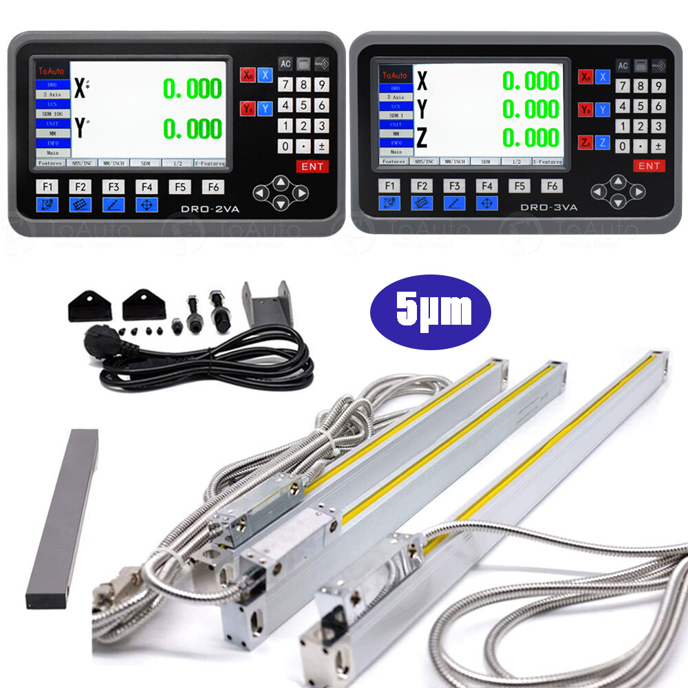 2/3Axis Digital Readout LCD DRO Display Encoders TTL Linear Glass Scale 4”-80”