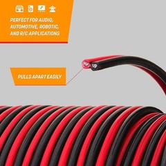 GS Power 100% Copper 10 AWG (American Wire Gauge) OFC 25 ft, Red & Black