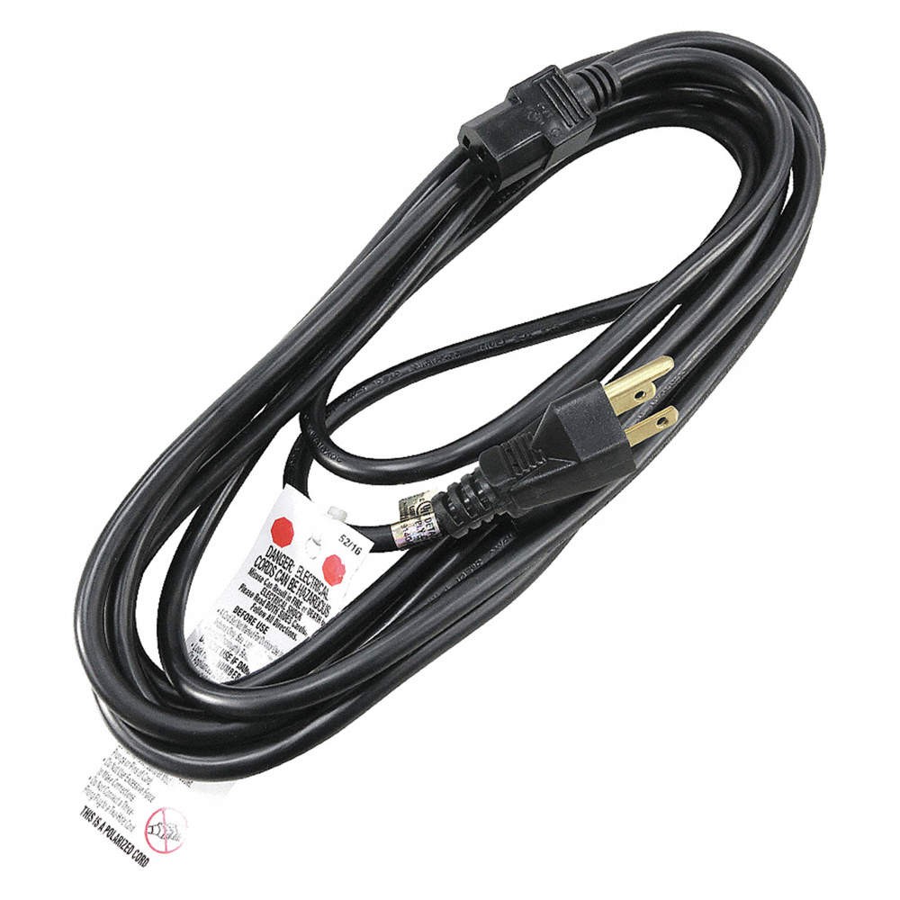 GRAINGER APPROVED 5XFN7ID Power Cord,5-15P,SJT,15 ft.,Blk,13A,16/3 5XFN7