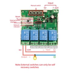 1/2/4Channel Smart WiFi Bluetooth Wireless Relay Switch Module DC7-32V/AC85-250V
