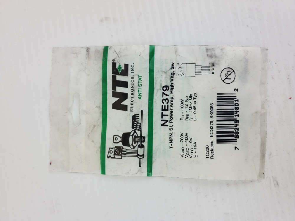 NTE Anti Stat NTE379 T-NPN SI Power Amp High Voltage SW