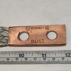 Burndy Flexible Copper Braid, 12″ Long, 2 Holes, 2 Ferrules Model BD12