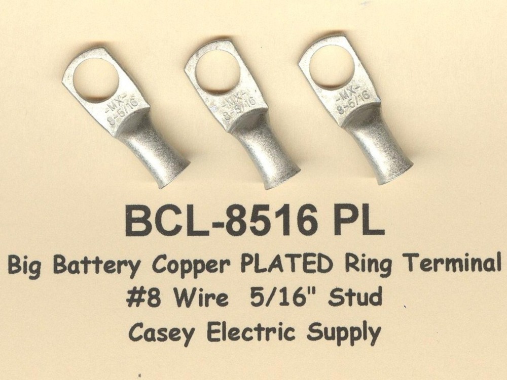 10 TIN PLATED Copper Ring Lug Terminal Connector #8 Wire Gauge 5/16 Stud MOLEX