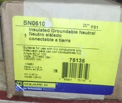 Square D SN0610 F01 Insulated Groundable Neutral 60/100A 240/600V 75135 Kit