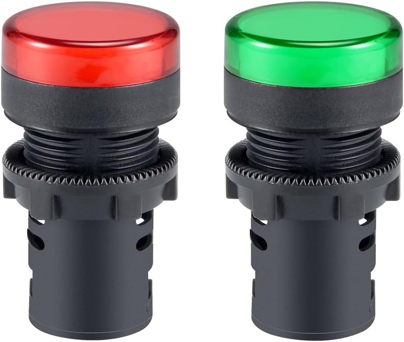 Red Green Indicator Light AC DC 24V 22mm Panel Mount Electrical Con Style: 24V
