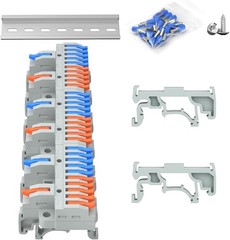 3Pcs 2.5mm2 DIN Terminal Block, Lever Wire Connector, 2 In 10 Out