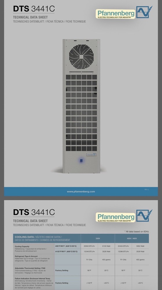 Pfannenberg DTS 3441C Thermal Cooling System for Industrial Use New In Box USA