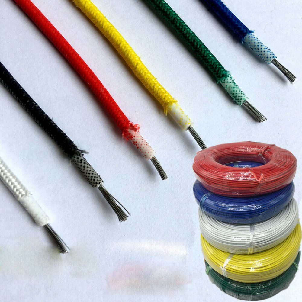Silicone Wire Cable 0.75mm to 35mm With Glass Fibre Braided Sleeve Choose Colour