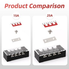 Dual Row 8 Position Screw Terminal Block Covered Pre-Insulated 25A Barrier