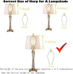 Polished Brass Lamp Harp Holder 8 Inch Set Finials Saddle Base Shade Bracket