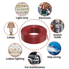 2 Conductor 18 Gauge Cable 30ft, Flexible PVC, Car Stereo LED, Red Black