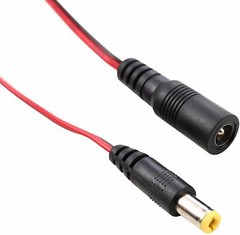 DC Power Pigtial Cable 22AWG DC 2.1mm x 5.5mm Male and Female Connectors