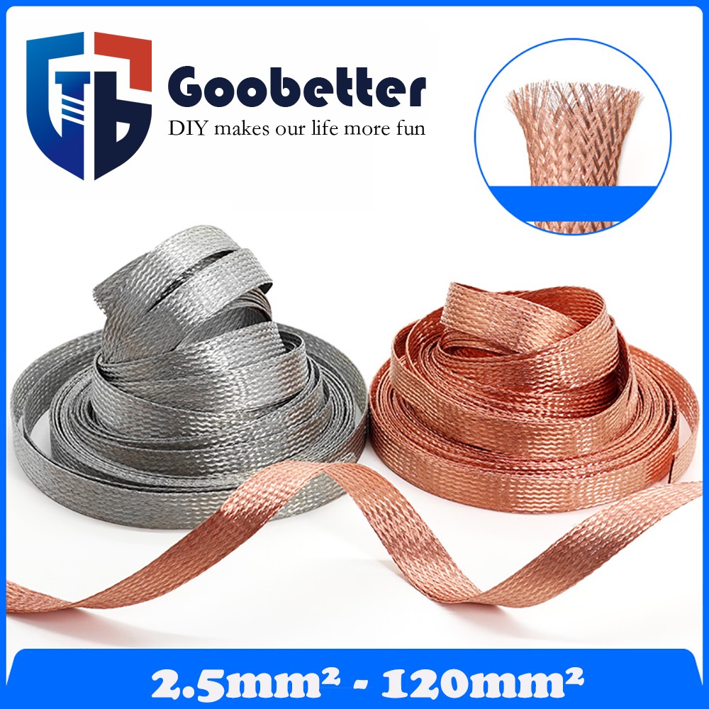 Flat Pure Copper/Tin plated Braid Cable Copper Braid Wire Ground Lead 1.5-120mm²