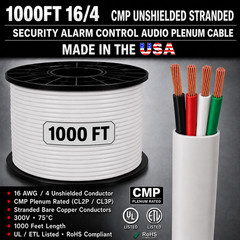 500FT 16/4 CMP Unshielded Stranded Security Alarm Control Audio Plenum Cable