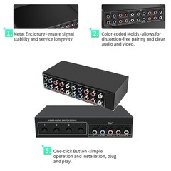 4 in 1 Out Way 5 RCA YPbPr Composite L/R Audio Video AV Switch Box Selector