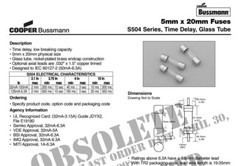 Fuse Time Delay Slow Blow, 5x20mm Glass, S504 Series, 315mA