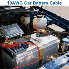 2 PCS Heavy-Duty 10AWG Car Battery Cable Kit 3/8″ Ring Lugs for RV Marine Solar