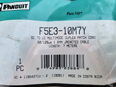 PANDUIT F5E3-10M7Y (NEW} SC to LC Multimode Duplex Patch Cord Length: 7 Meters