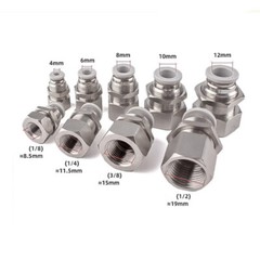 Bulkhead Connectors Female Thread Pneumatic Push In Fittings Air Water Hose Tube