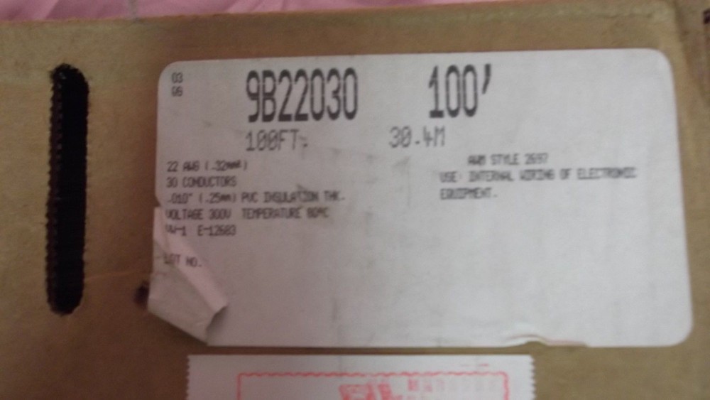 FLAT RIBBON CABLE NEW 22 GUAGE 30 CONDUCTORS MADE BY BELDEN 100 FOOT ROLLS