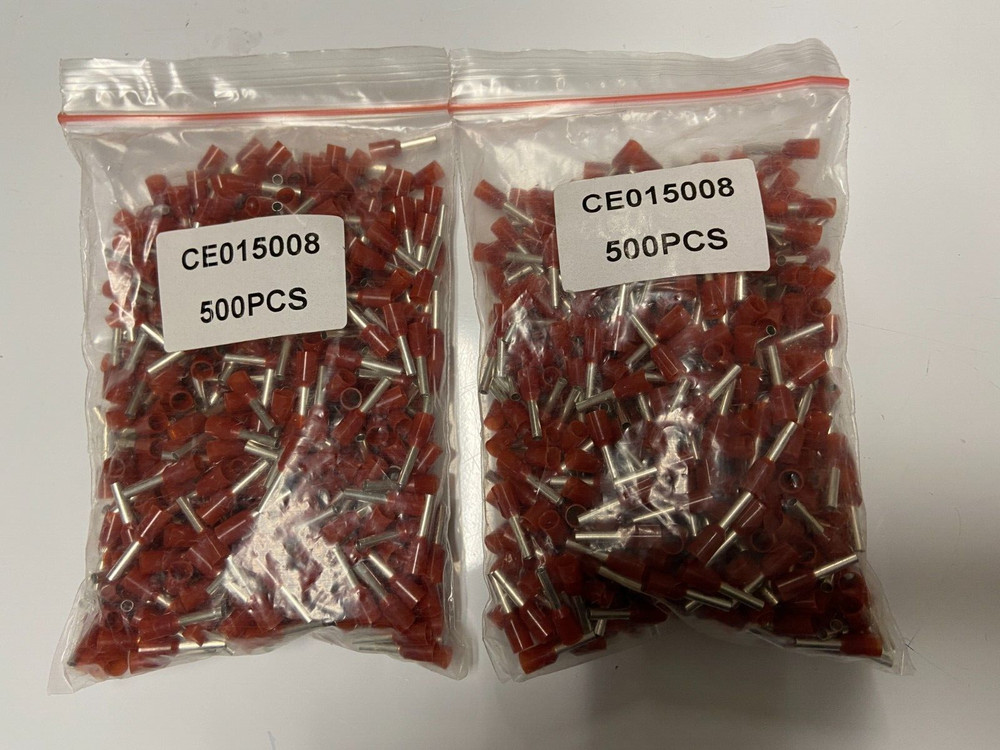 1000 RED INSULATED FERRULE 16 AWG 8 MM LONG BARREL
