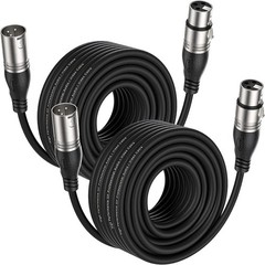 50ft XLR Cable 2 Pack – Balanced Microphone Speaker Cable 3-Pin Black