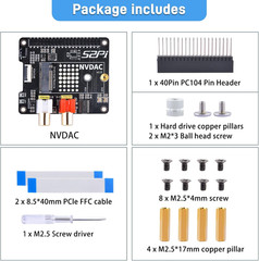 Hifi DAC Hat with Pcie to Nvme SSD Function for Raspberry Pi 5, Support Nvme 223