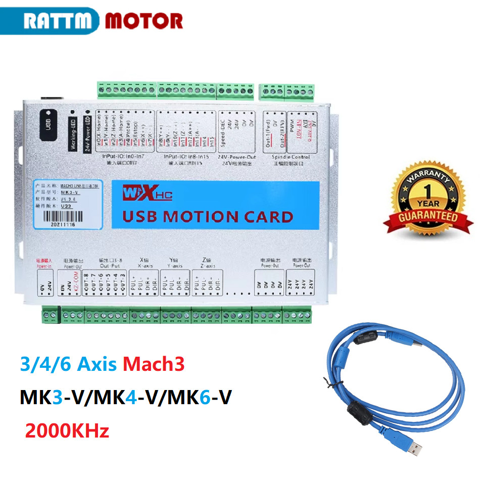 3/4/6 Axis USB Mach3 Motion Control Card Breakout Board 2000KHz For CNC Machine