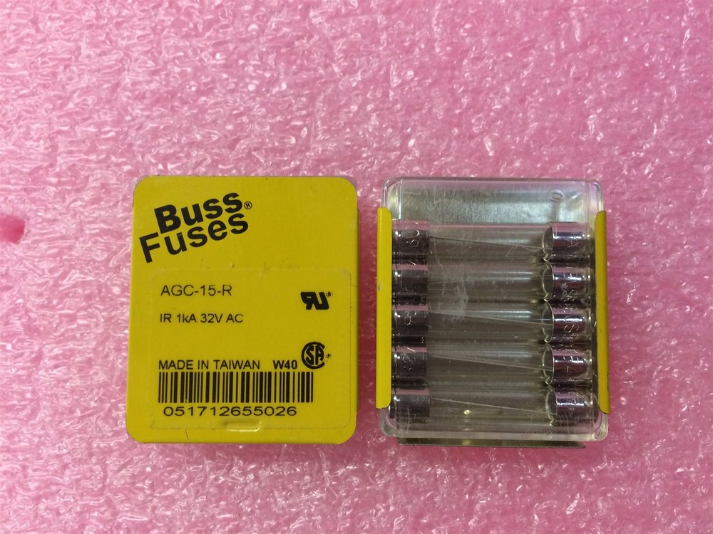 AGC-15-R BUSSMAN FUSE GLASS 15A 32VAC 3AB 3AG 10 PIECES