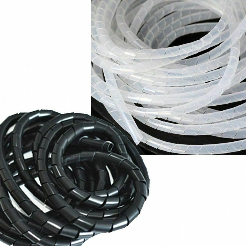 Ф6mm-Ф30mm White / Black Spiral Wrap Cable Tidy Wire Organize Sleeves Tool Kits