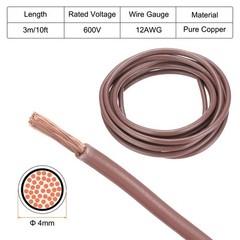 10 Feet Electrical Wire Insulated Stranded Copper 14AWG Wire Cable,Brown