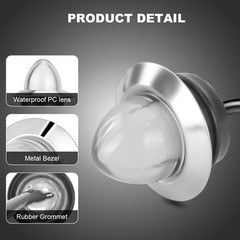 10PCS White Mini Watermelon Lights 3/4 Inch LED Button Marker Lights Round for T