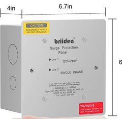 Briidea Surge Protection Panel 120V/240V L-N 800Vpk L-L 1200Vpk Whole House NEMA