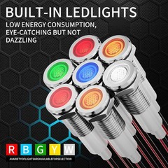 4 Pieces 12V LED Metal Indicator Lights 10mm IP67 Waterproof Low Power Pilot