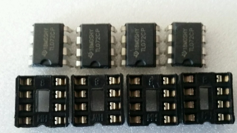 4 x Texas Instruments TL072CP TL072 and 8 pin dip socket USA Seller