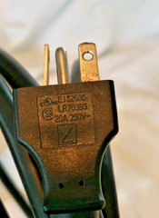 Power Cord 15ft 20A/250V Molded 3-Prong Plug Socket Black