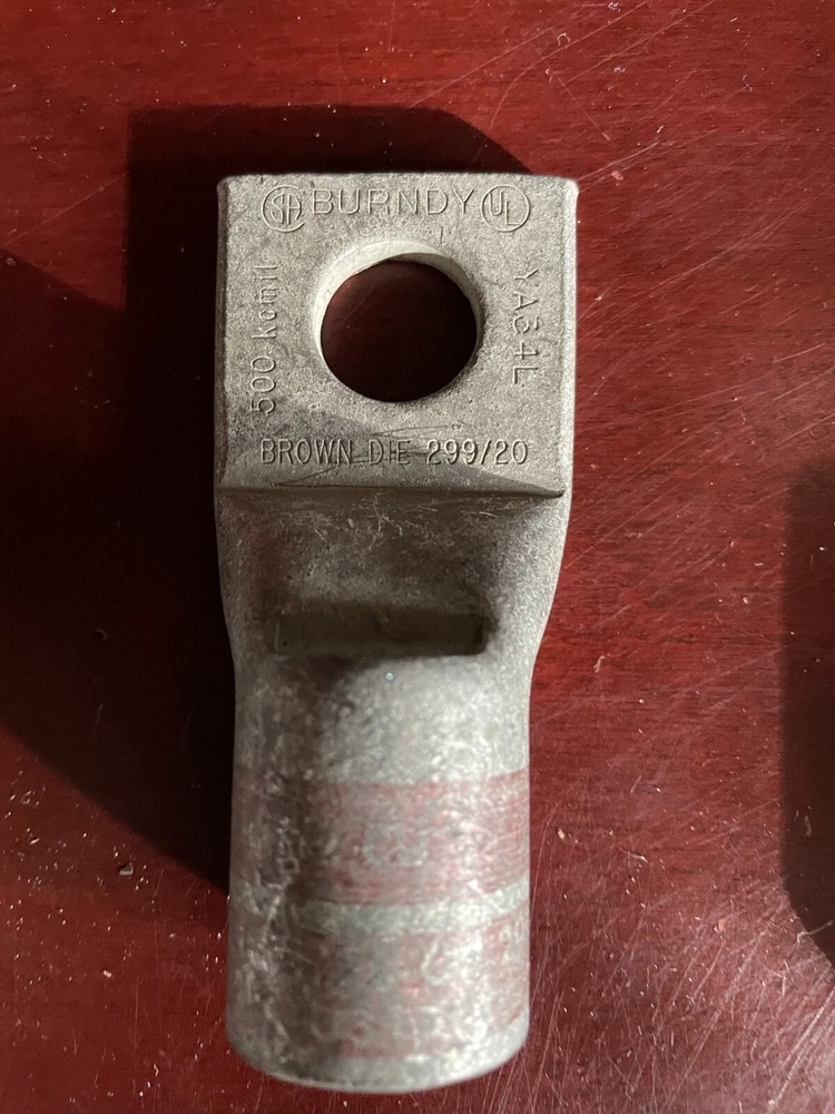 BURNDY YA34-L BROWN DIE 299/20 HYLUG CRIMP LUG 500 KCMIL NEW SURPLUS EACH