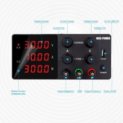 DC Power Supply 30V 10A 300W Workbench Voltage and Current Regulator