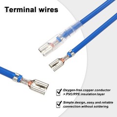 20Pcs Female Spade Crimp Terminal 3.8mm 20cm Wires, Blue