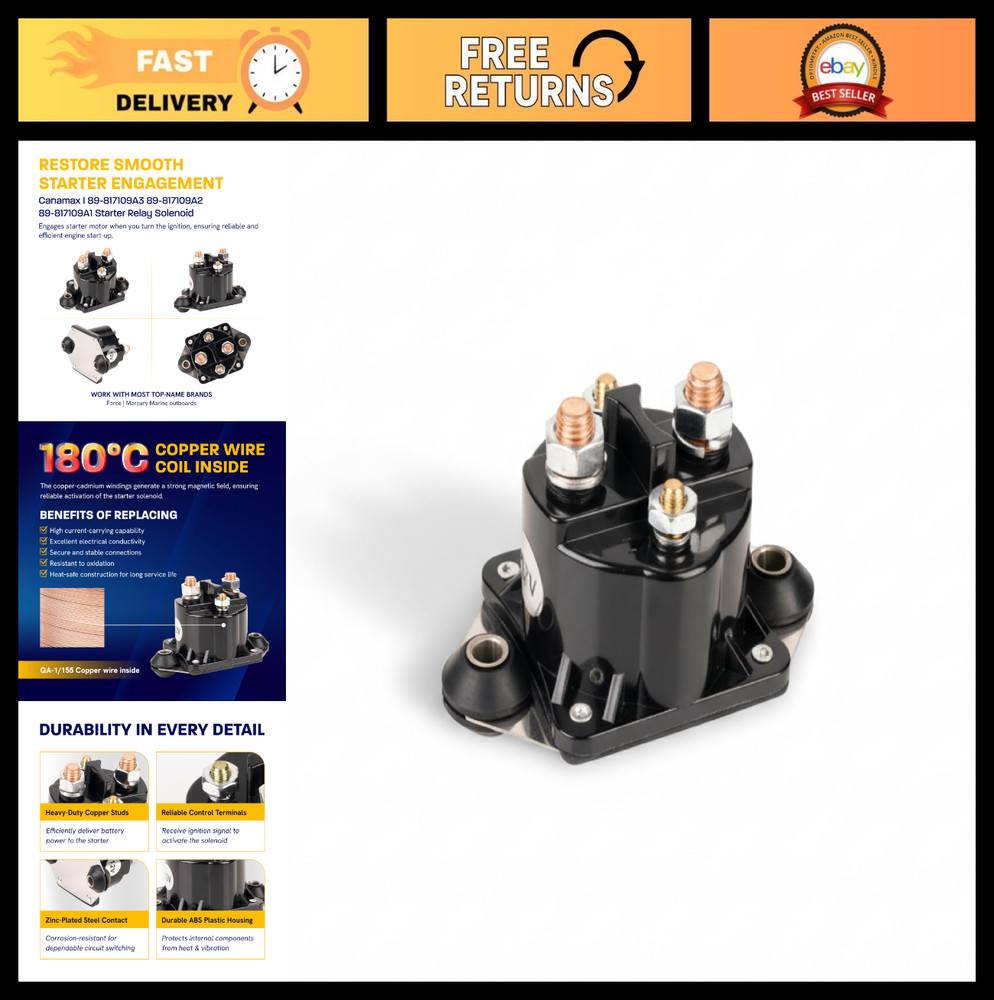 12V Starter Solenoid Relay for Mercury Marine & Force Outboards 40-225 HP