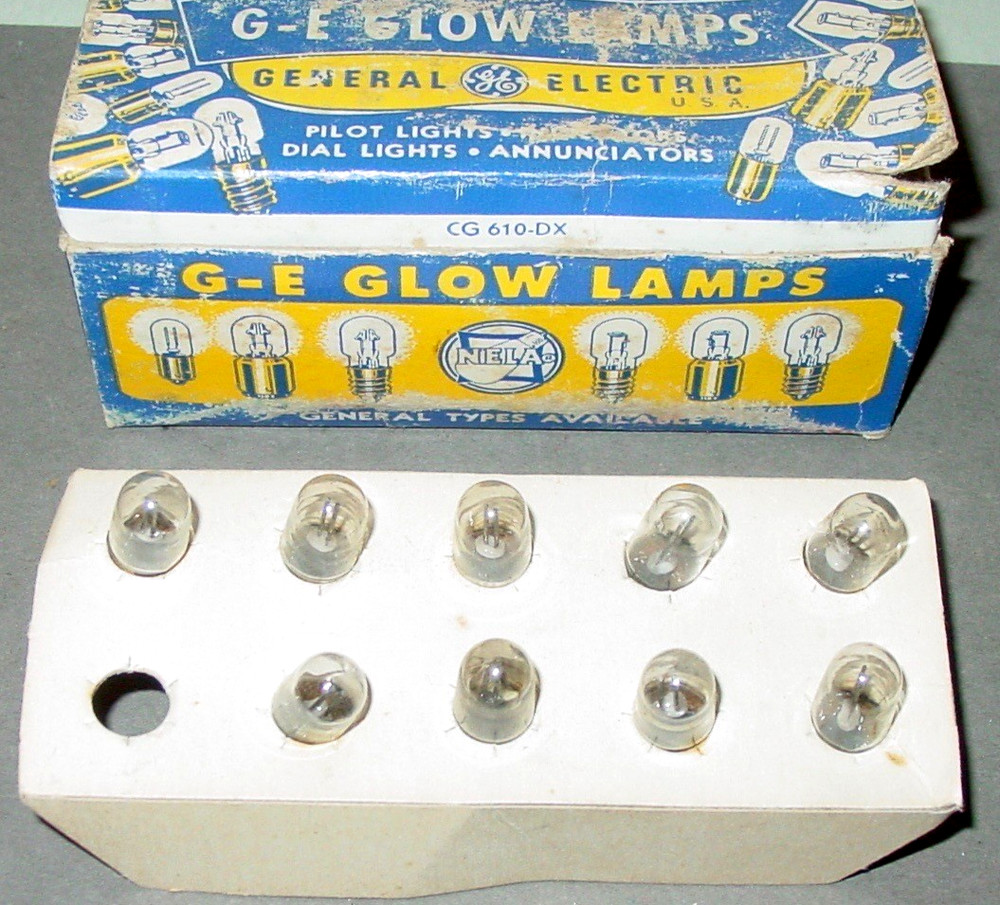 9 Vintage GE NE-51 Glow Lamps General Electric Radio Panel Neon Pilot Bulbs Lot
