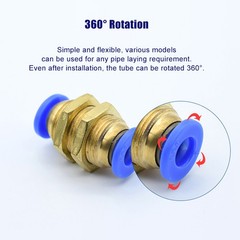 Equal Pneumatic Bulkhead Union Connector Push In to Connect Tube Fitting