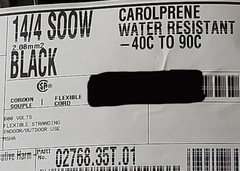 NEW Carol 02768 14/4C Carolprene SOOW 600V 90C Portable Power Cable Cord Black