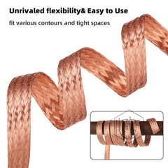 Pure Copper Braid Cable Flat Width 2mm-28mm Bare Copper Braid Wire Ground Lead