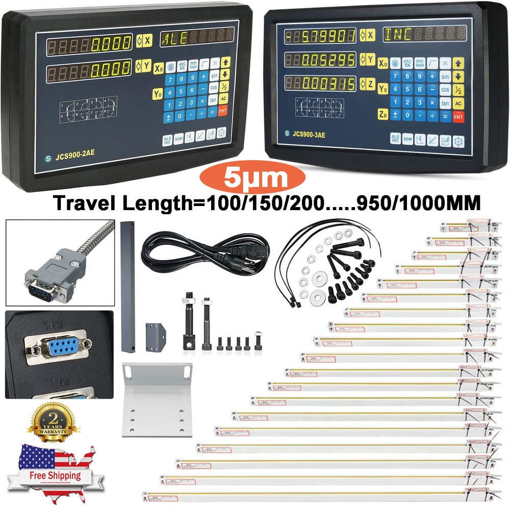 iMeshbean DRO 1um Linear Scale Digital Readout 2/3 Axis for Bridgeport Mill Lath