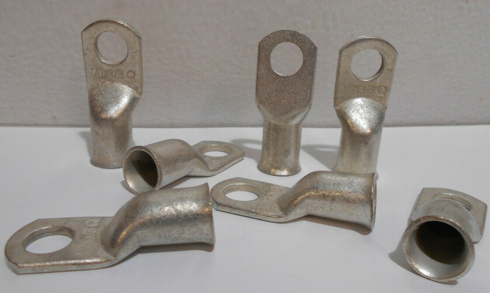 Lot of 10 TIN PLATED Copper Ring Lug Terminal Connector 1/0 Wire Gauge 3/8″ Std